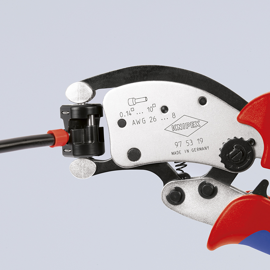 KNIPEX 97 53 19 Twistor® T Self-Adjusting Crimping Pliers for wire ferrules with rotatable die head 200 mm chrome-plated with multi-component handles chrome-plated thumbnail 8