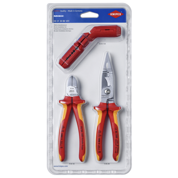 KNIPEX 00 31 30 BK V01 Electrical Installations Set 1 x 13 86 200, 1 x 16 95 01 SB, 1 x 70 06 160