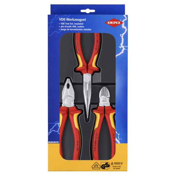 Bộ kìm Electro KNIPEX 00 20 12, 3 chi tiết (03 06 180 / 26 16 200 / 70 06 160)
