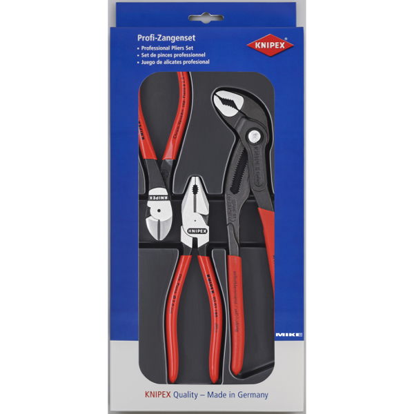 KNIPEX 00 20 10 Power Set 1x 02 01 180, 1x 87 01 250, 1x 74 01 160