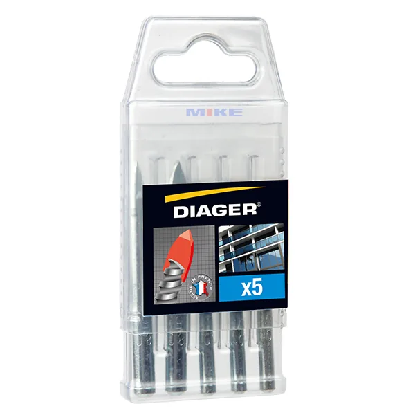 Bộ mũi khoan kính, gạch men DIAGER 408C, 5 chi tiết, size Ø6-8mm