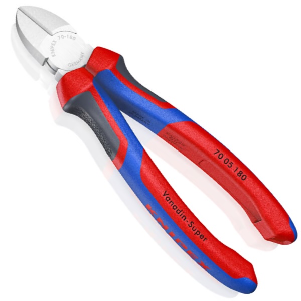 KNIPEX 70 05 180 SB Diagonal Cutter 180 mm chrome-plated with comfort handles chrome-plated