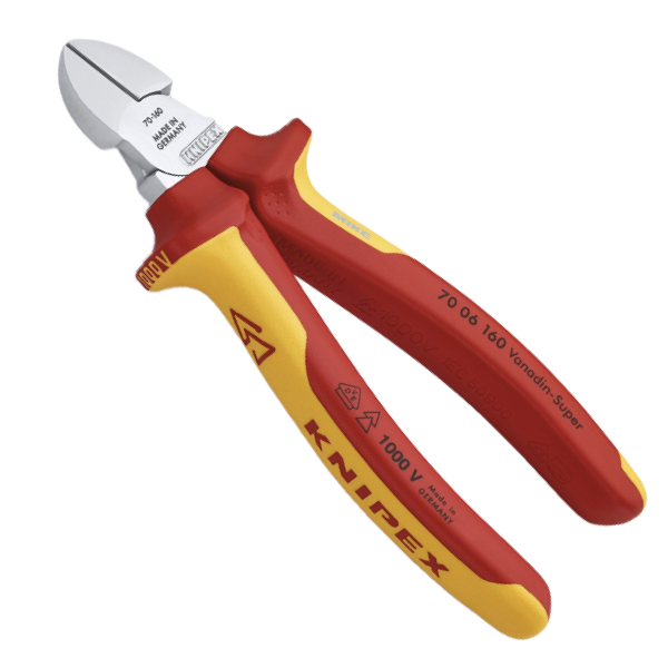 KNIPEX 70 06 160 SB Diagonal Cutter 160 mm chrome-plated insulated with multi-component grips, VDE-tested chrome-plated