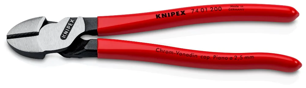Kìm cắt cạnh cường lực KNIPEX 74 01 200, cán nhựa PVC nhúng trơn thumbnail 2
