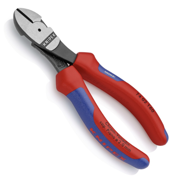 KNIPEX 74 02 160 SB High Leverage Diagonal Cutter 160 mm black atramentized with multi-component handles polished