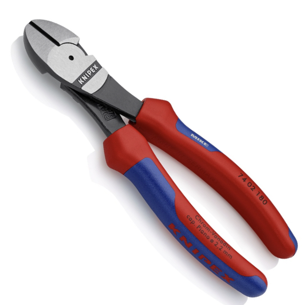 KNIPEX 74 02 180 SB High Leverage Diagonal Cutter 180 mm black atramentized with comfort handles polished