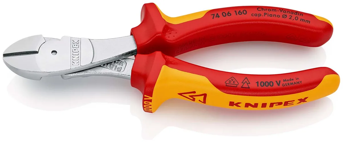 Kìm cắt cạnh cường lực KNIPEX 74 06 160, cán cách điện chuẩn VDE thumbnail 2