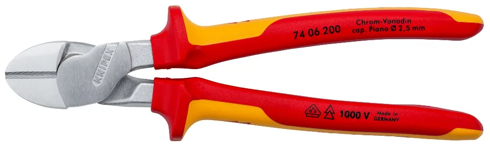 Kìm cắt cạnh cường lực KNIPEX 74 06 200 size 8 inch, cán cách điện 1000V thumbnail 3