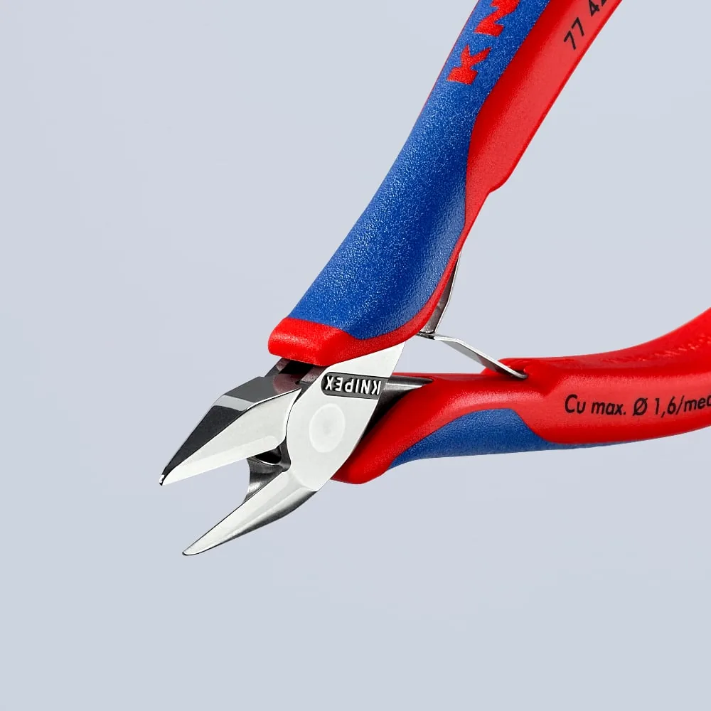 KNIPEX 77 42 130 Electronics Diagonal Cutter with box joint 130 mm with multi-component handles mirror polished thumbnail 7