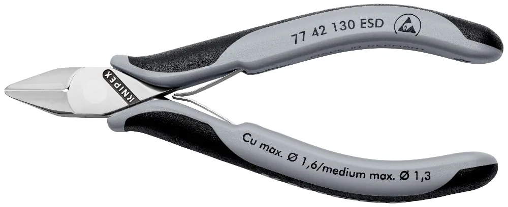 Kìm cắt chống tĩnh điện KNIPEX 77 42 130 ESD, đầu nhọn không vát, cắt sát thumbnail 2