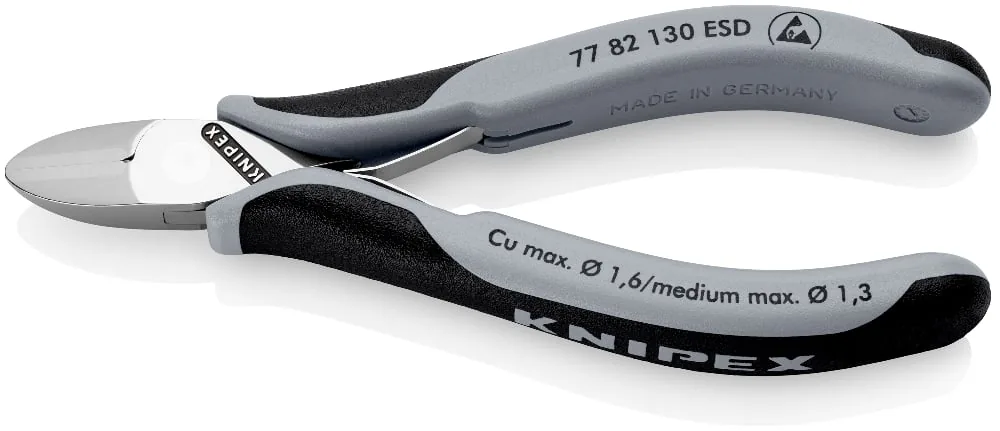 Kìm cắt điện tử KNIPEX 77 82 130 ESD, chống tĩnh điện, đầu tròn không vát thumbnail 2