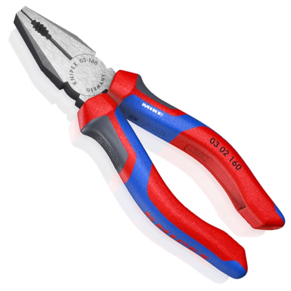 Kìm đa năng KNIPEX 03 02 160, đầu kìm mài hoàn thiện, cán bọc nhựa đa thành phần