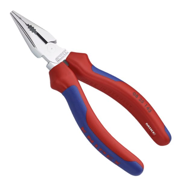 KNIPEX 08 25 145 Needle-Nose Combination Pliers 145 mm chrome-plated with comfort handles chrome-plated