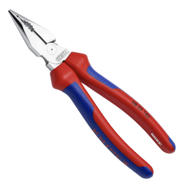 KNIPEX 08 25 185 Needle-Nose Combination Pliers 185 mm chrome-plated with comfort handles polished