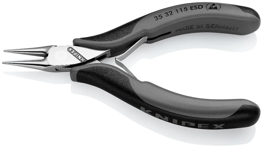 Kìm kẹp điện tử KNIPEX 35 32 115 ESD, mỏ tròn nhọn, cán chống tĩnh điện thumbnail 3