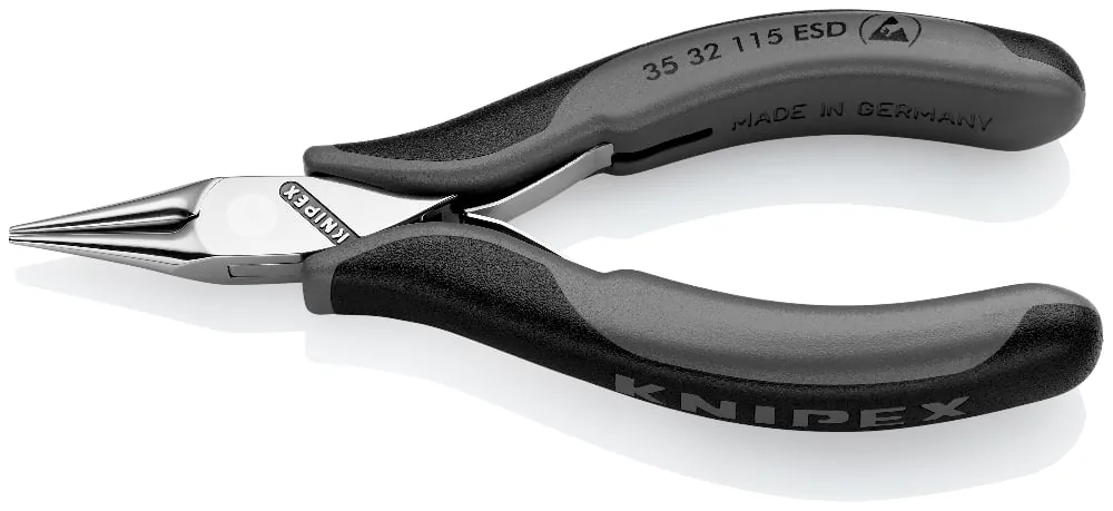 Kìm kẹp điện tử KNIPEX 35 32 115 ESD, mỏ tròn nhọn, cán chống tĩnh điện thumbnail 2