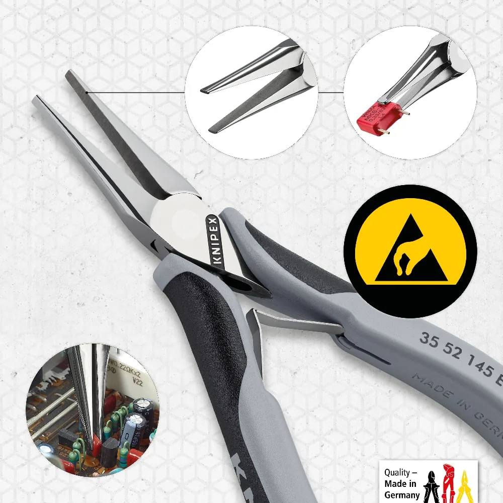 Kìm kẹp điện tử KNIPEX 35 52 145 ESD mỏ dẹt, cán chống tĩnh điện thumbnail 5