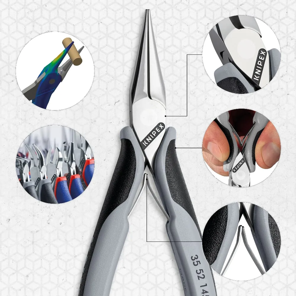 Kìm kẹp điện tử KNIPEX 35 52 145 ESD mỏ dẹt, cán chống tĩnh điện thumbnail 7