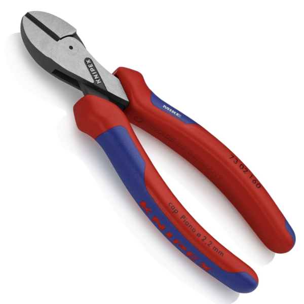 KNIPEX 73 02 160 SB X-Cut® Compact Diagonal Cutter high lever transmission 160 mm black atramentized with multi-component handles polished
