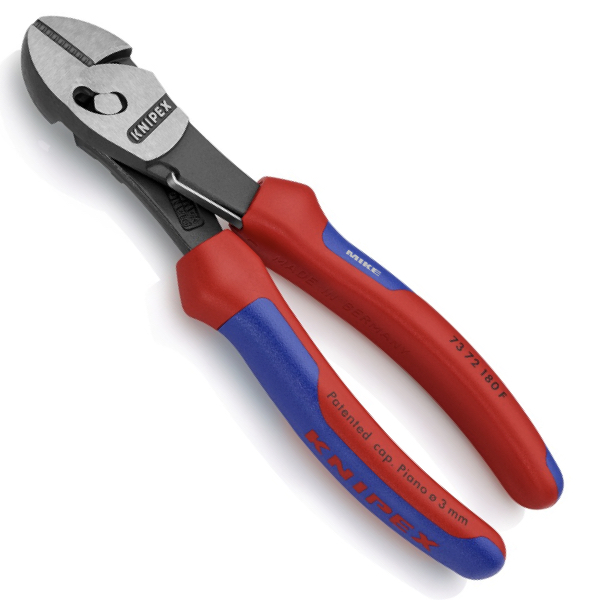 KNIPEX 73 72 180 F TwinForce® High Performance Diagonal Cutters With opening spring 180 mm black atramentized with comfort handles polished
