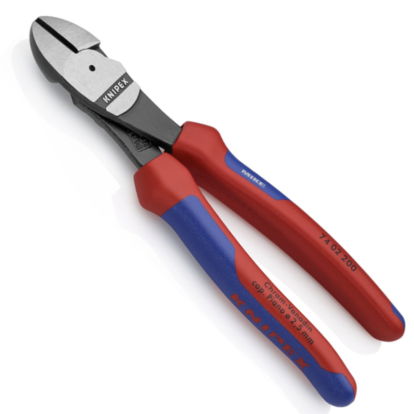 KNIPEX 74 02 200 SB High Leverage Diagonal Cutter 200 mm black atramentized with comfort handles polished