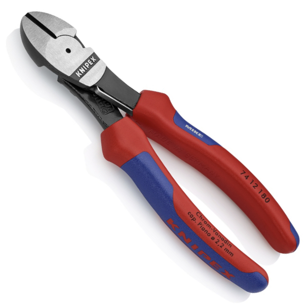 KNIPEX 74 12 180 SB High Leverage Diagonal Cutter 180 mm black atramentized with comfort handles polished