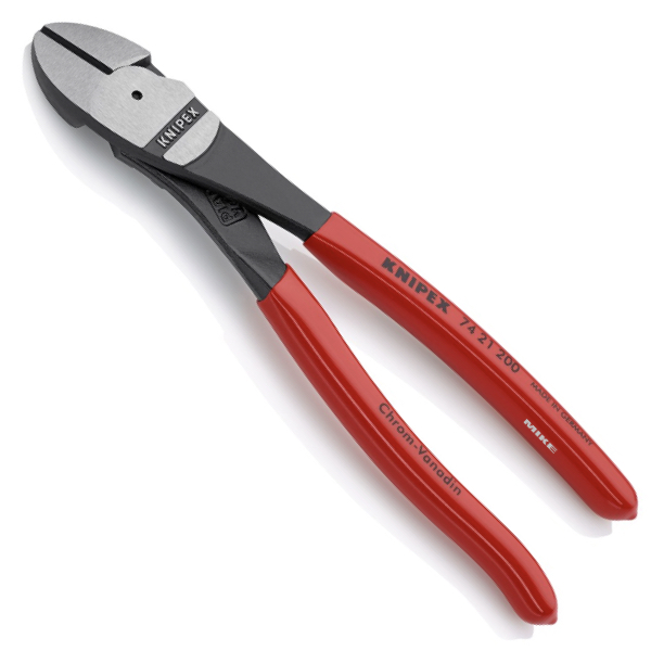 KNIPEX 74 21 200 SB High Leverage Diagonal Cutter 200 mm black atramentized with plastic coating polished