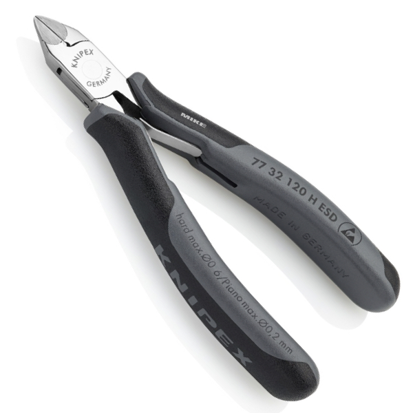 KNIPEX 77 32 120 H ESD Electronics Diagonal Cutter with carbide cutting edges ESD 120 mm with multi-component handles mirror polished