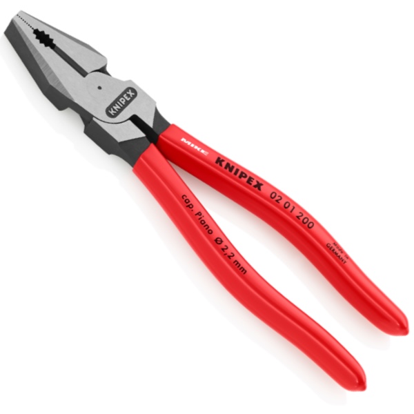 Kìm răng đa năng KNIPEX 02 01 200, tôi đen, mài cạnh, cán bọc nhựa cổ điển