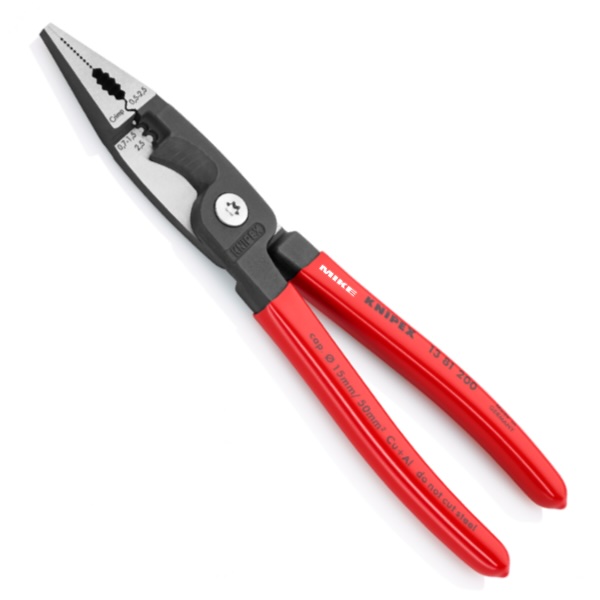 KNIPEX 13 81 200 SB Pliers for Electrical Installation 200 mm black atramentized with plastic coating polished