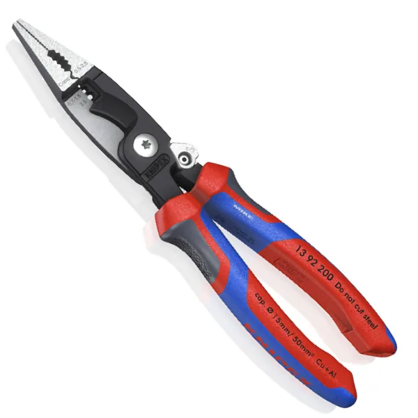 KNIPEX 13 92 200 SB Pliers for Electrical Installation 200 mm black atramentized with comfort handles polished