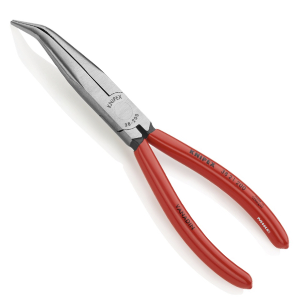 Kìm cơ khí mỏ cong 40° KNIPEX 38 21 200, cán nhựa PVC kiểu cổ điển