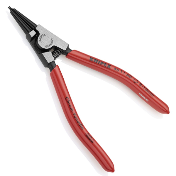 KNIPEX 46 11 A0 Circlip Pliers for external circlips on shafts 140 mm black atramentized with plastic coating polished