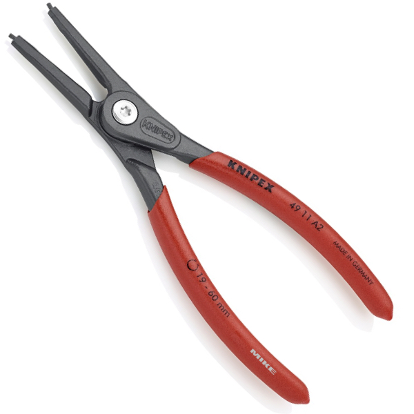 KNIPEX 49 11 A2 Precision Circlip Pliers for external circlips on shafts 180 mm grey atramentized with non-slip plastic coating