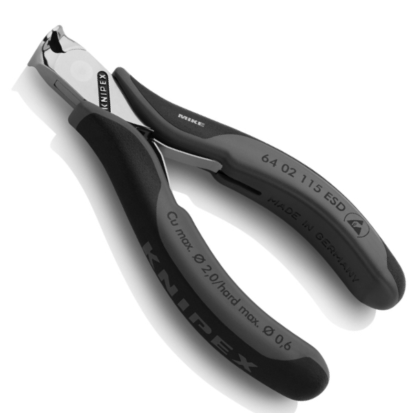 KNIPEX 64 02 115 ESD Electronics End Cutting Nippers ESD 115 mm with multi-component handles mirror polished
