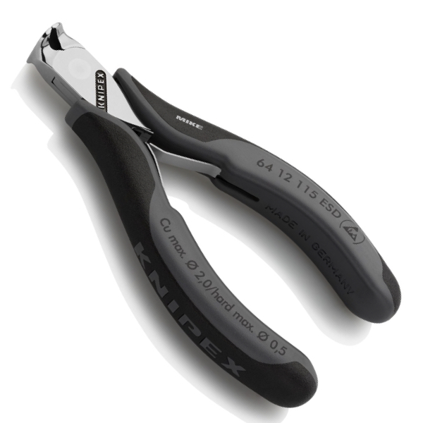 KNIPEX 64 12 115 ESD Electronics End Cutting Nippers ESD 115 mm with multi-component handles mirror polished