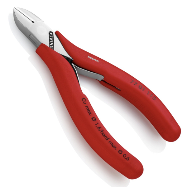 KNIPEX 77 01 115 SB Electronics Diagonal Cutter with box joint 115 mm with non-slip plastic grips mirror polished