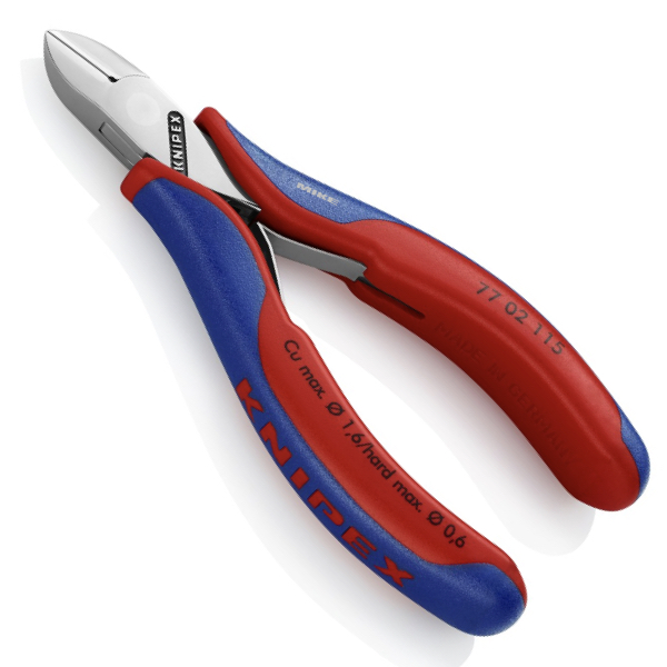 KNIPEX 77 02 115 SB Electronics Diagonal Cutter with box joint 115 mm with multi-component handles mirror polished
