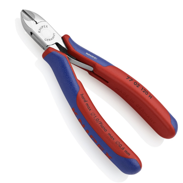 KNIPEX 77 02 120 H Electronics Diagonal Cutter with carbide cutting edges 120 mm with multi-component handles mirror polished