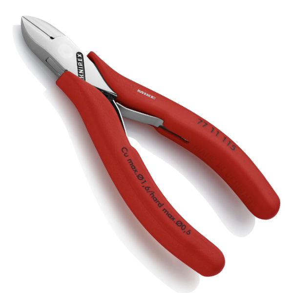 KNIPEX 77 11 115 Electronics Diagonal Cutter with box joint 115 mm with non-slip plastic grips mirror polished