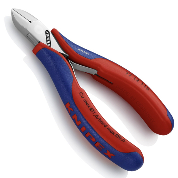 KNIPEX 77 12 115 Electronics Diagonal Cutter with box joint 115 mm with multi-component handles mirror polished