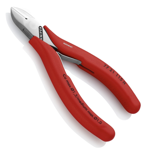 KNIPEX 77 21 115 N Electronics Diagonal Cutter with box joint 115 mm with non-slip plastic grips mirror polished
