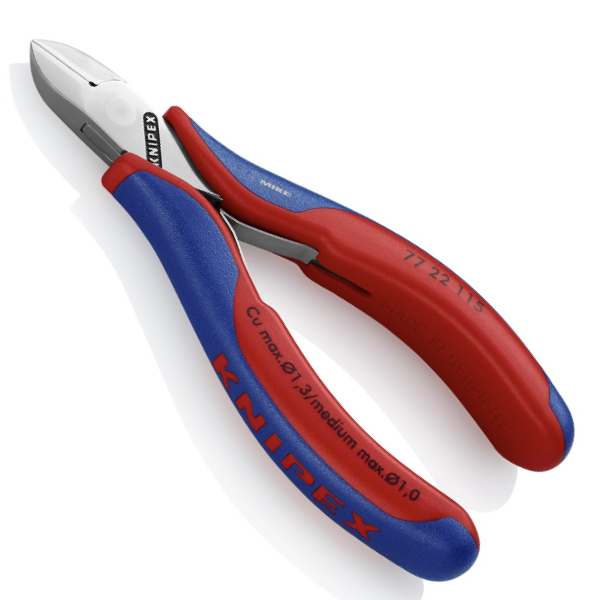 KNIPEX 77 22 115 SB Electronics Diagonal Cutter with box joint 115 mm with multi-component handles mirror polished