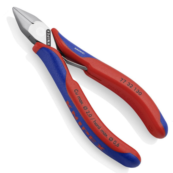 KNIPEX 77 32 130 Electronics Diagonal Cutter with box joint 130 mm with multi-component handles mirror polished