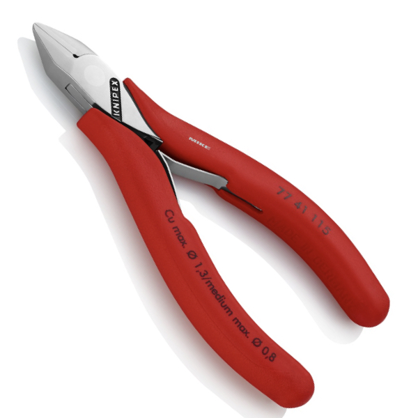 KNIPEX 77 41 115 Electronics Diagonal Cutter with box joint 115 mm with non-slip plastic grips mirror polished