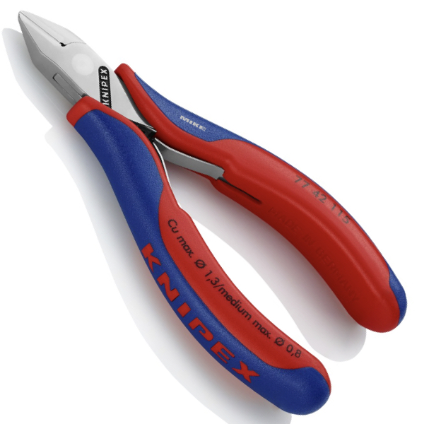 KNIPEX 77 42 115 Electronics Diagonal Cutter with box joint 115 mm with multi-component handles mirror polished