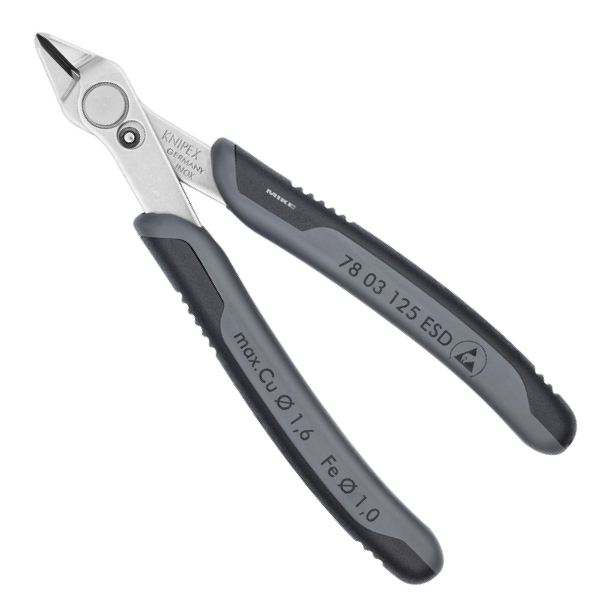 KNIPEX 78 03 125 ESD Electronic Super Knips® ESD 125 mm with multi-component handles polished