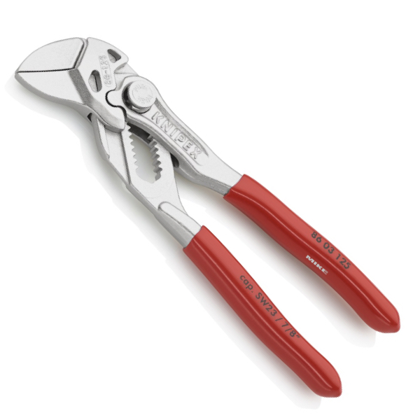 KNIPEX 86 03 125 Mini pliers wrench pliers and a wrench in a single tool 125 mm chrome-plated with plastic coating chrome-plated