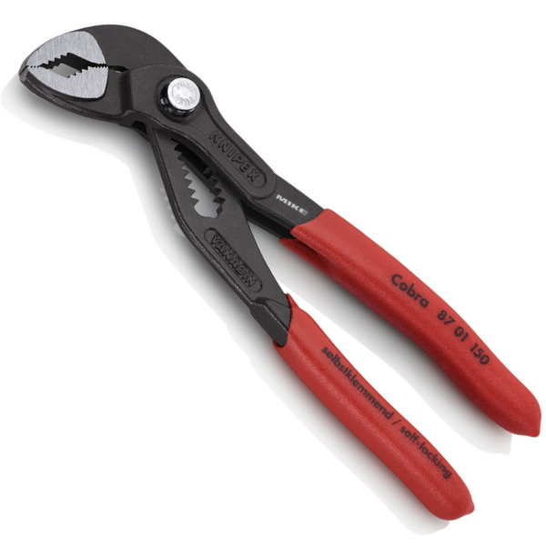 KNIPEX 87 01 150 Cobra® High-Tech Water Pump Pliers 150 mm grey atramentized with non-slip plastic coating polished