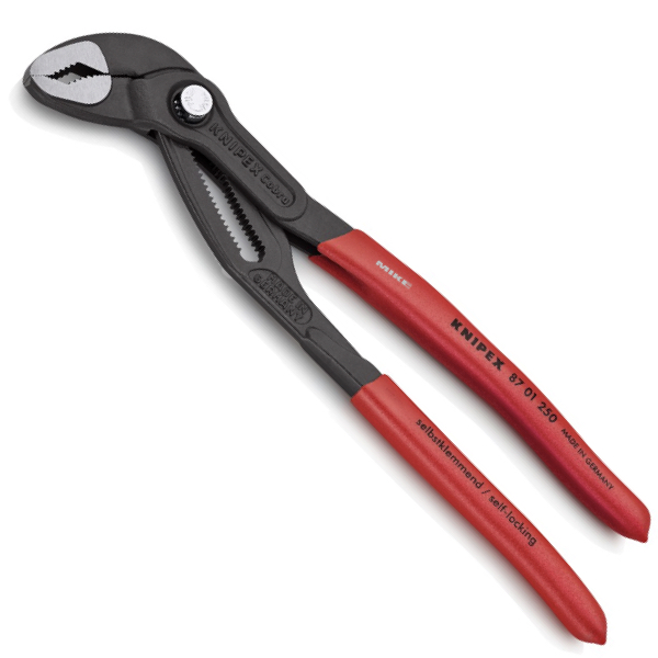 KNIPEX 87 01 250 Cobra® High-Tech Water Pump Pliers 250 mm grey atramentized with non-slip plastic coating polished